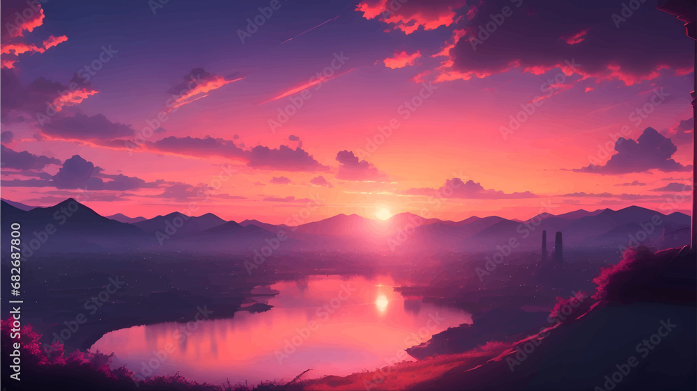 Fototapeta premium Beautiful views of nature at sunrise or sunset, ai generated 