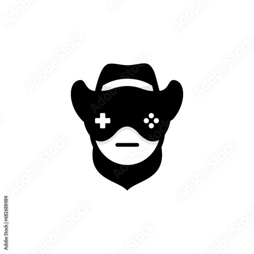boy game logo, vector of a boy wearing a game hat and glasses