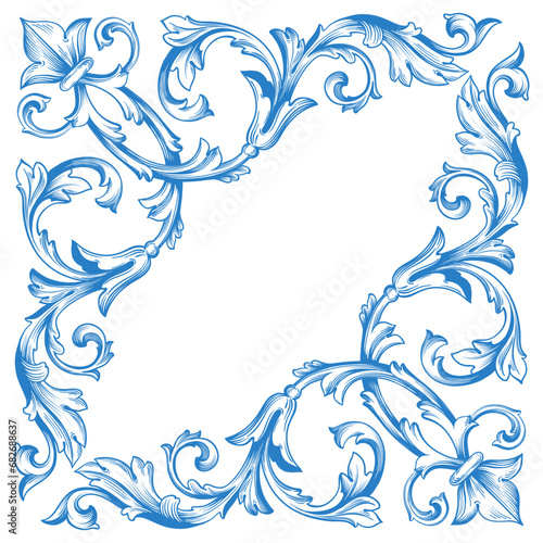 Border or frame decorative filigree calligraphy element in baroque style vintage and retro
