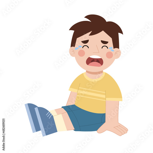 tantrum child. illustration of a child sulking with his mother