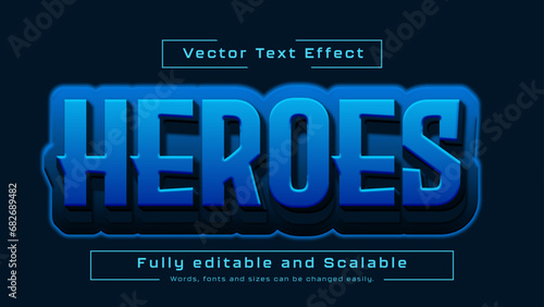 heroes blue editable text effect