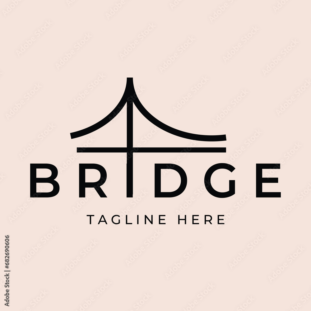 bridge line art logo vector simple icon illustration design