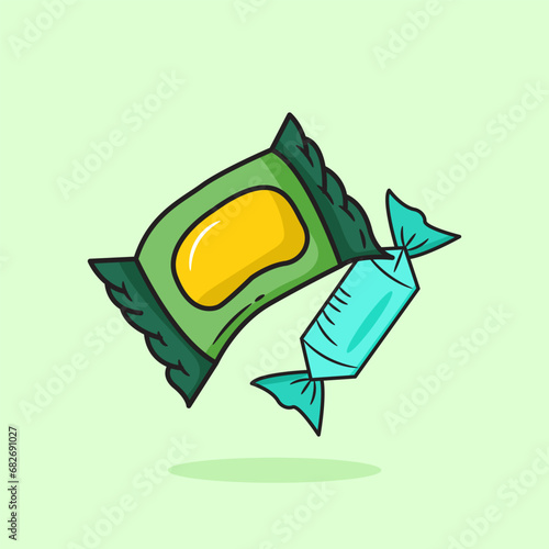 Candy Vector Icon Illustration. Flat Cartoon Style Suitable for Web Landing Page, Banner, Flyer, Sticker, Card, Background