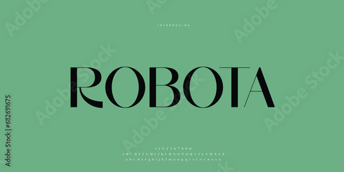 Elegant Font Uppercase Lowercase and Number. Classic Lettering Minimal Fashion Designs. Typography modern Sen serif fonts regular decorative vintage concept. vector illustration