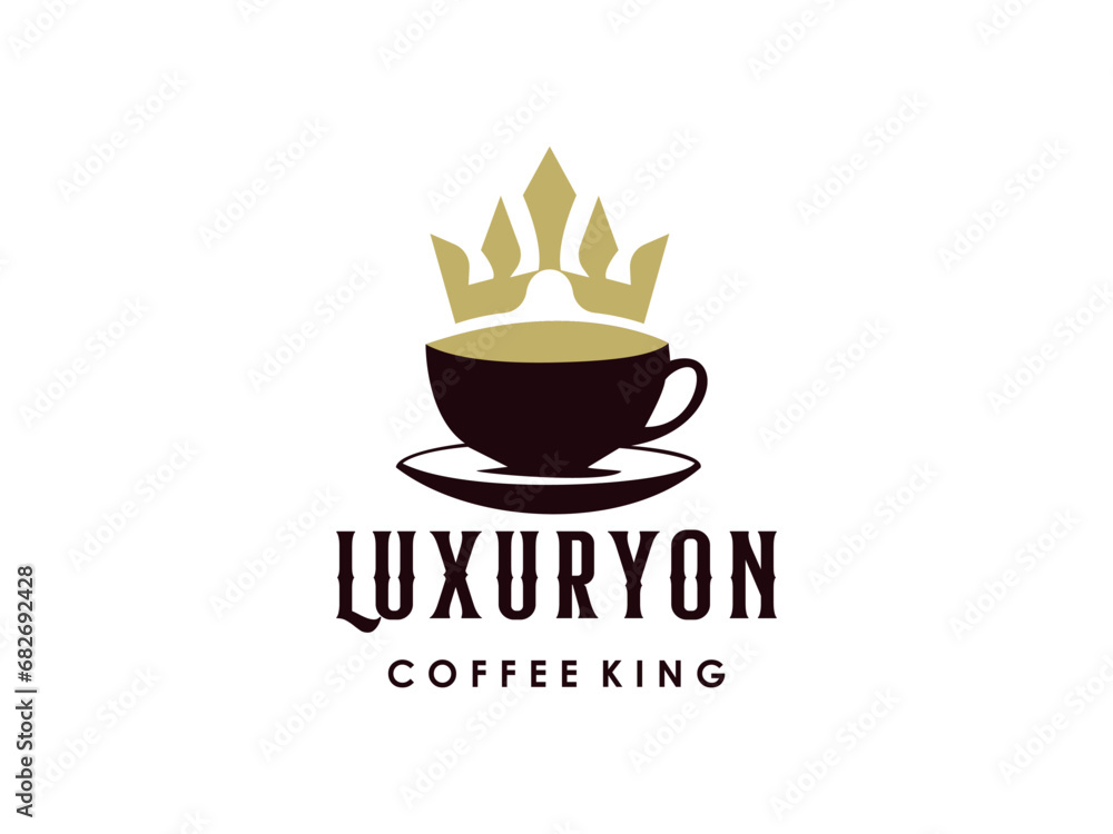 Coffee and bar logo with a king or queen crown symbol Coffee and bar logo with a king or queen crown symbol