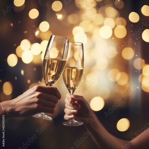 Two People Toasting with Glasses of Champagne