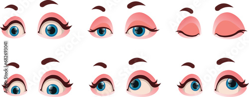 Vector eyes and eyebrows with eyes blinking beautiful eyes blinking eyes collection