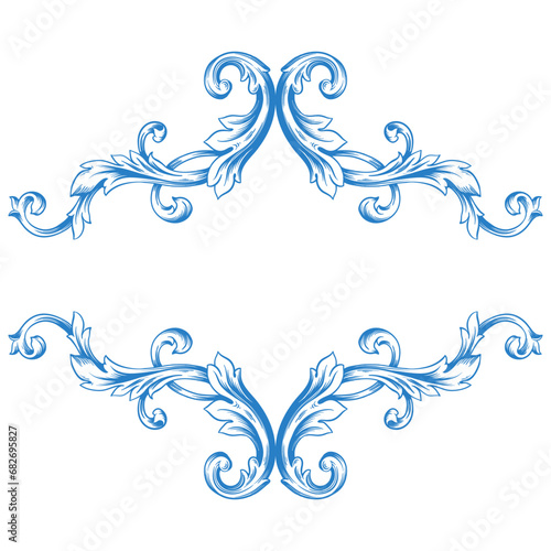 Border or frame decorative filigree calligraphy element in baroque style vintage and retro