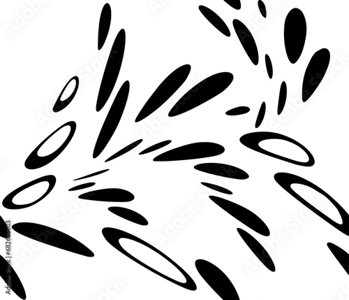 Seamless pattern on a transparent background of black filled drops and their outlines. Vector.