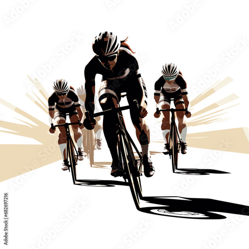 Silhouette of a female cyclist during a cycling race © Marco