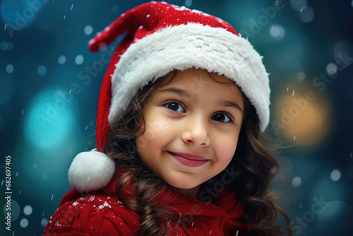 Smiling little girl in a Christmas hat