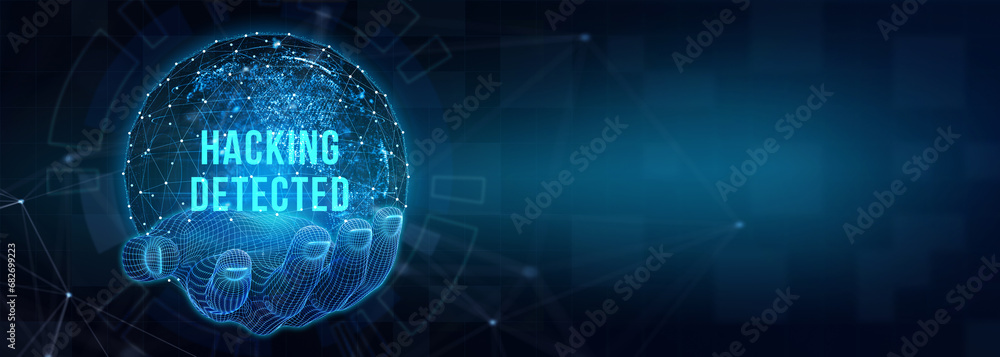 Obraz premium Hacking Detected. Concept meaning activities that seek to compromise affairs are exposed Entering New Programming Codes. 3d illustration