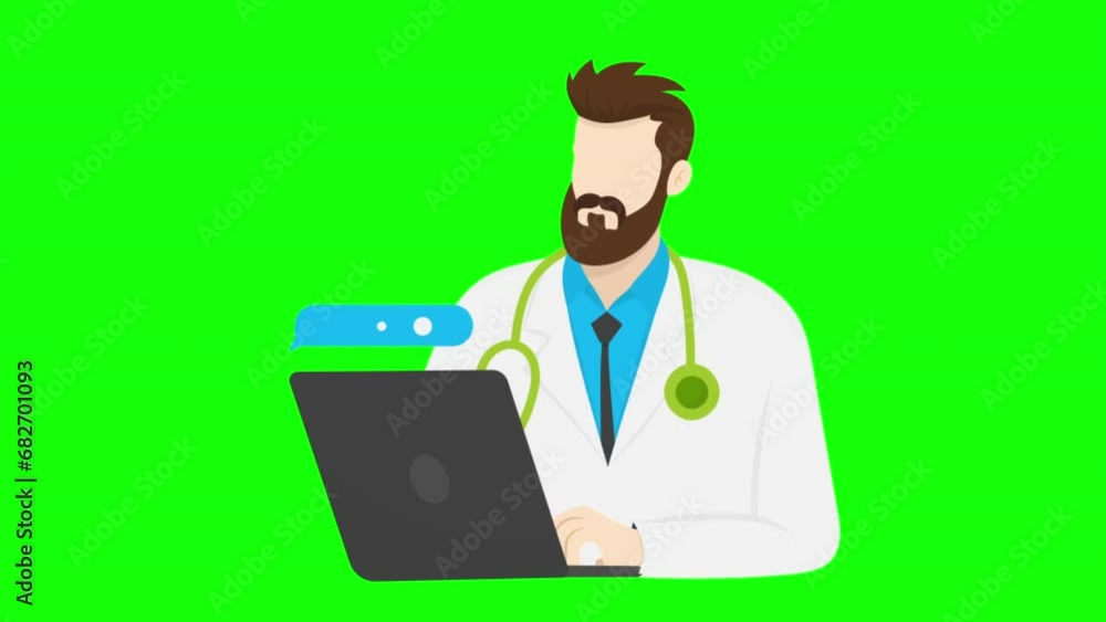 2d animation, Doctor communicates with customers, on green screen 2d animation, Doctor communicates with customers, on green screen