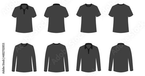 Set of different types of shirt in same color. Vector on white background