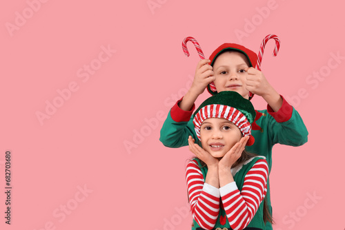 Cute little children in elf...