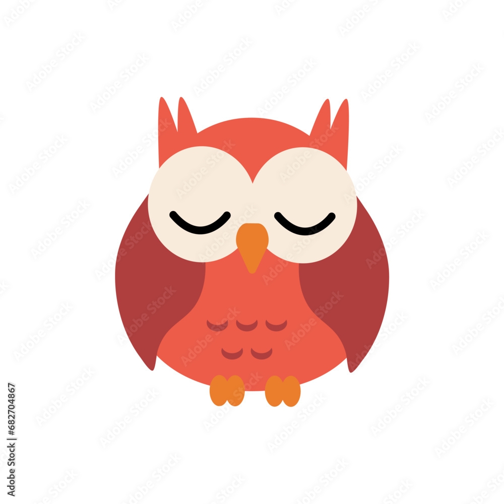 vector cute owl interested in something portrait vector cute owl interested in something portrait