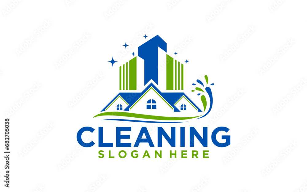 Home Building Cleaning company badge, emblem. Vector illustration. Home Building Cleaning company badge, emblem. Vector illustration.
