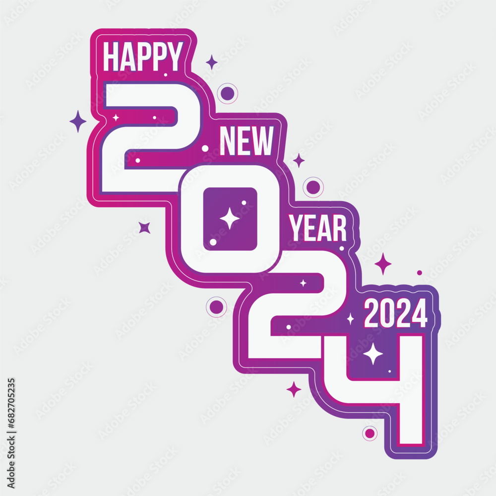 2024 Happy New Year text design template. Vector illustration. 2024 Happy New Year text design template. Vector illustration.