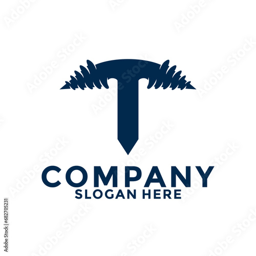 Initial letter T drill logo vector, initial letter with Drill Logo design template