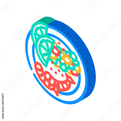 ceviche mexican cuisine isometric icon vector. ceviche mexican cuisine sign. isolated symbol illustration
