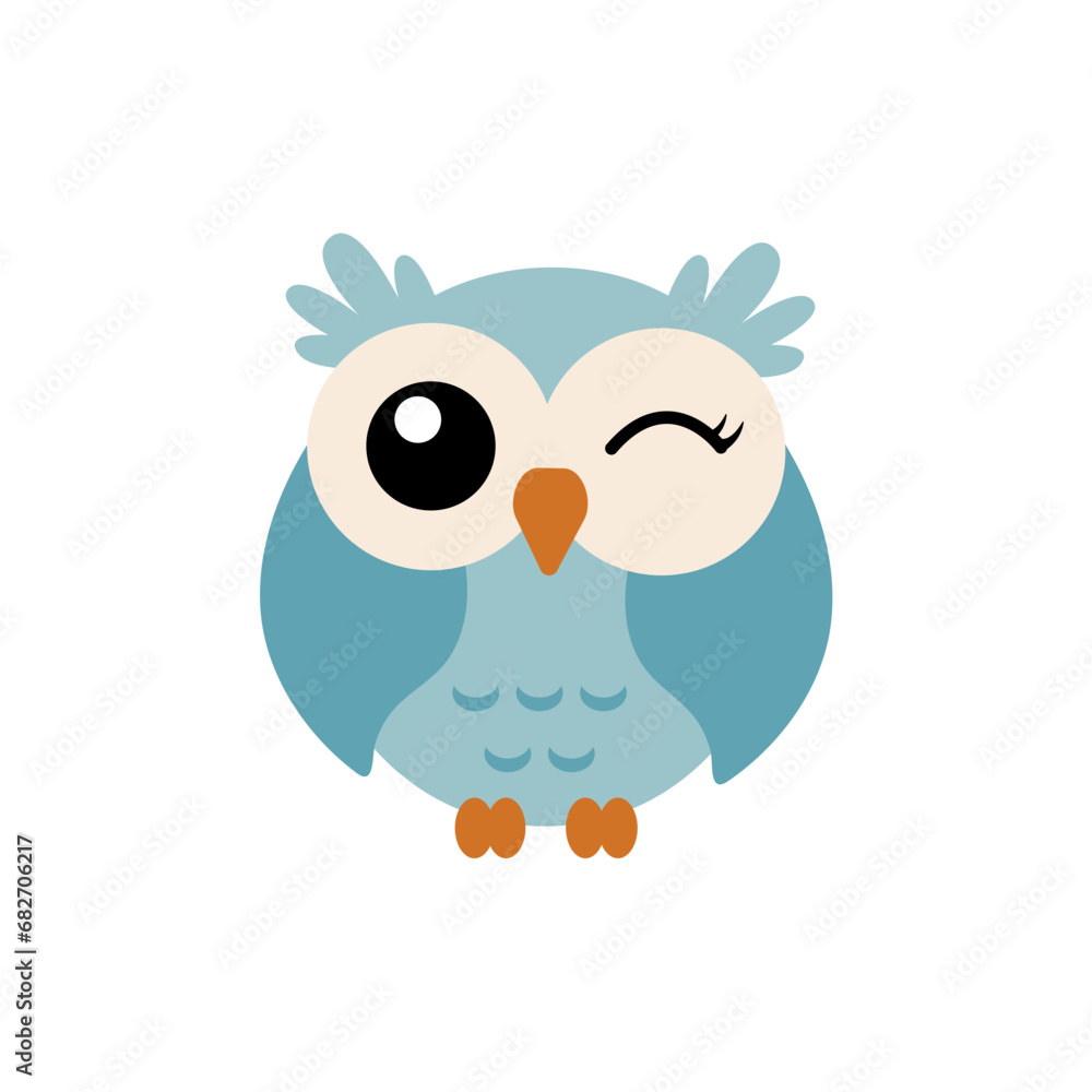 vector cute owl interested in something beauty