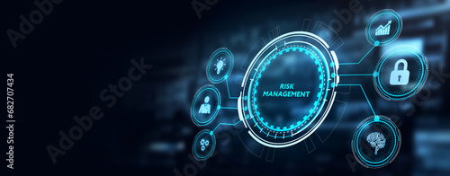 Risk Management and Assessment for Business Investment Concept. Business, Technology, Internet and network concept. 3d illustration