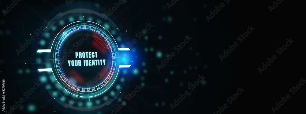 Cyber security data protection business technology privacy concept. Protect your identity on the virtual display. 3d illustration Cyber security data protection business technology privacy concept. Protect your identity on the virtual display. 3d illustration