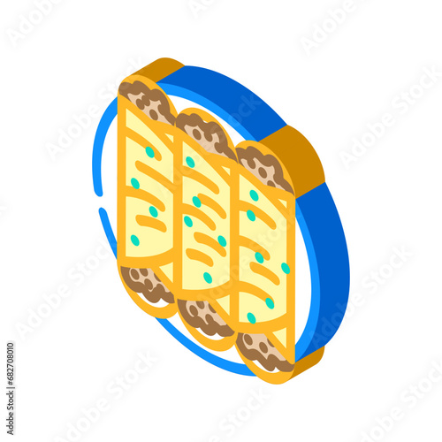 enchiladas mexican cuisine isometric icon vector. enchiladas mexican cuisine sign. isolated symbol illustration