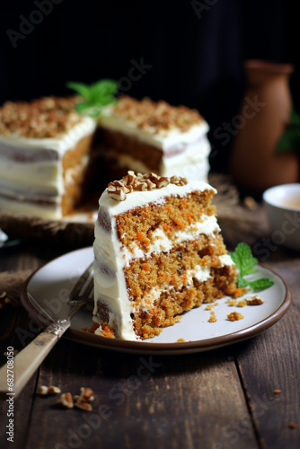 Spiced Delight: Carrot Cake Topped with Cream Cheese Frosting