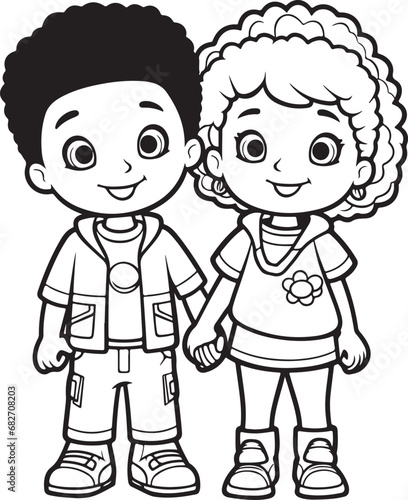 hand drawn kawai style coloring book page for kids