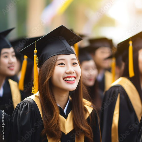 Asian graduates satisfied with obtaining diploma - Generative AI