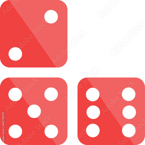 Dice Trio: Two, Five, and Six White Dots on Red Dice - EPS Vector Illustration for Gaming and Probability Concepts