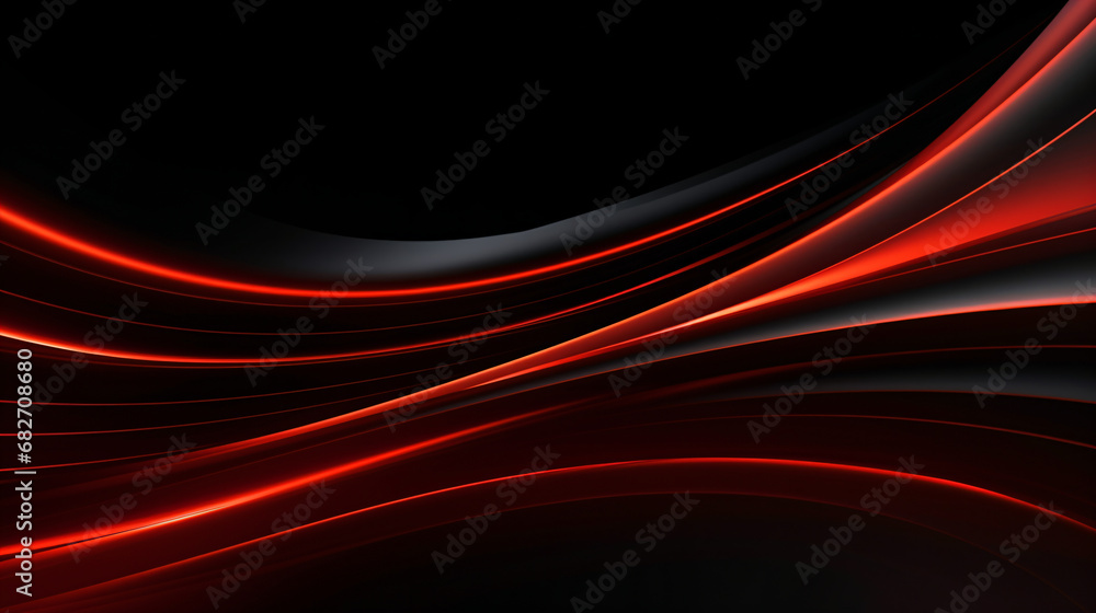Black carbon fiber motion background. Technology wavy line with red glowing light 3d - Generative AI Black carbon fiber motion background. Technology wavy line with red glowing light 3d - Generative AI