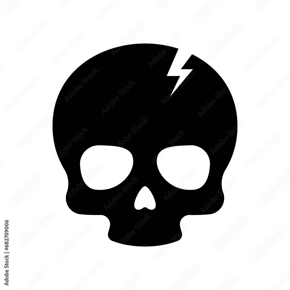 Cracked skull icon isolated on white background. Cracked skull icon isolated on white background.
