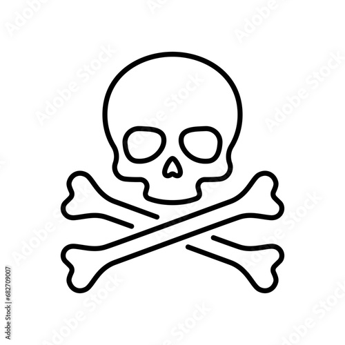 Skull and crossbones line icon vector isolated
