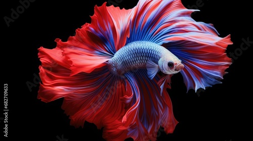 close-up of red and blue Siamese warfish Betta splende