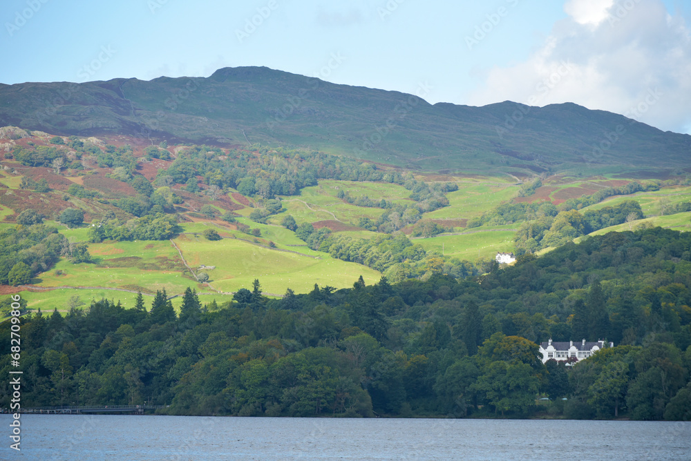 The shores of the lake of Windermere by Wray Castle in the Lake District