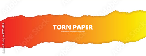 Torn or ripped paper red and yellow gradient background blank, texture, strip, design vector file