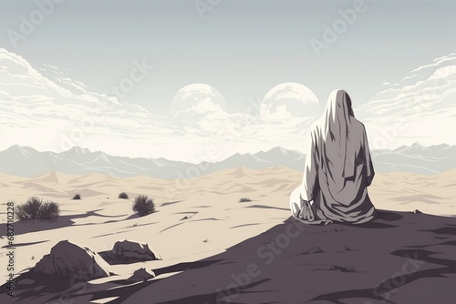 Muslim man on the desert cartoon