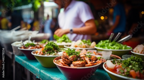 an image of a street food stall serving up bowls of delicious ceviche © Wajid