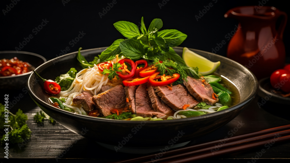 A mouthwatering bowl of pho, AI Generative. A mouthwatering bowl of pho, AI Generative.