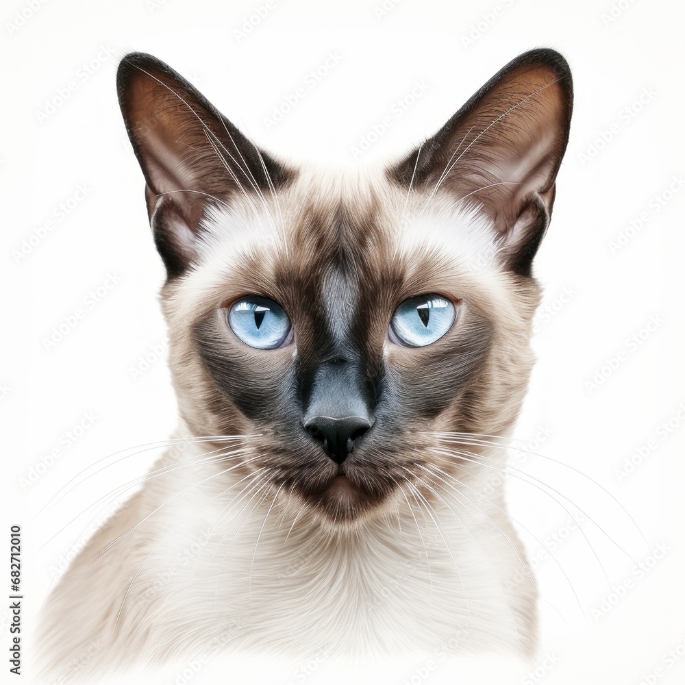 Siamese cat photorealism style on white background