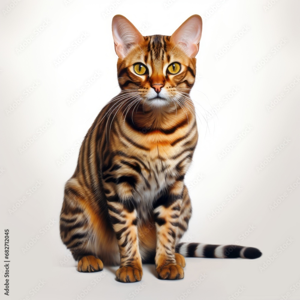 Toyger cat photorealism style on white background Toyger cat photorealism style on white background