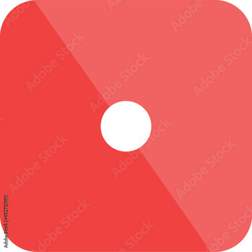 Minimalist Design: Single White Dot on Red Die - EPS Vector Illustration for Gaming Concepts and Graphic Projects