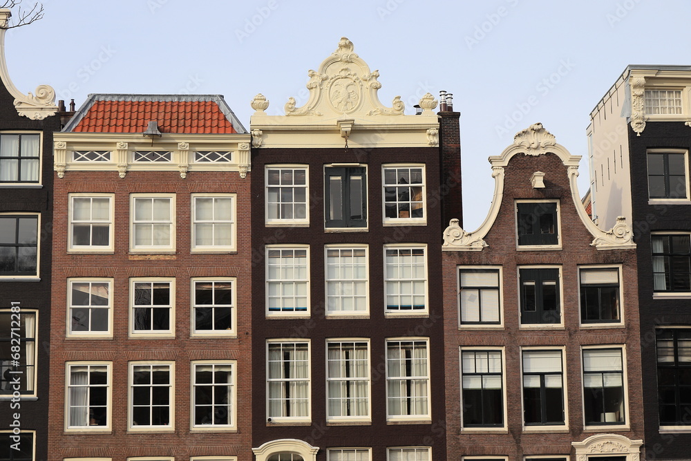 Amsterdam Keizersgracht Canal House Facades Close Up, Netherlands