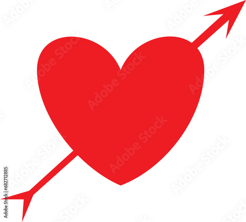 Romantic Red Heart and Arrow EPS Vector - Love Concept for Valentine's Day and Graphic Design Projects