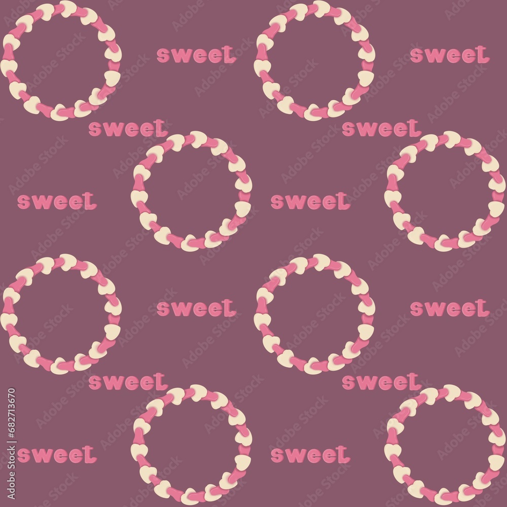 Seamless pattern with heart rings and sweet lettering. Suitable for Valentine's Day Party Decoration, For Sweet Holiday. Seamless pattern with heart rings and sweet lettering. Suitable for Valentine's Day Party Decoration, For Sweet Holiday.