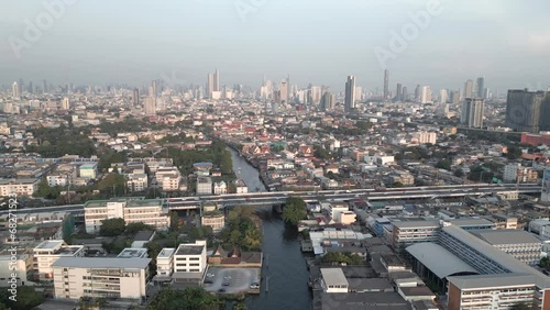 Aerial view of the stunning Bangkok city skyline. photo