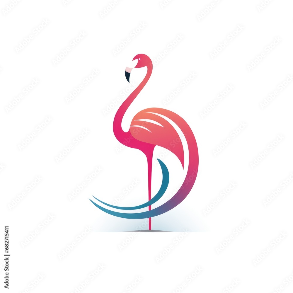 Simple graphic logo of pink flamingo on white background. Simple graphic logo of pink flamingo on white background.