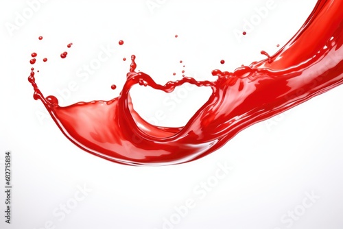 Red tomato ketchup splash on white background. AI Generated